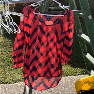 HeartSoul Red and Black Zigzag Women's Top